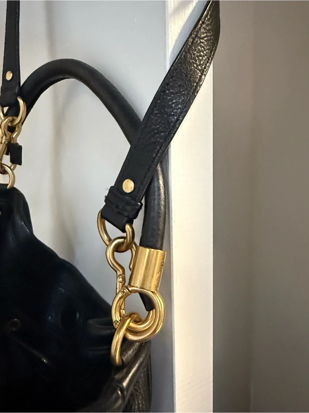Black Faux Fur Hobo Tote with Removable Patterned Strap